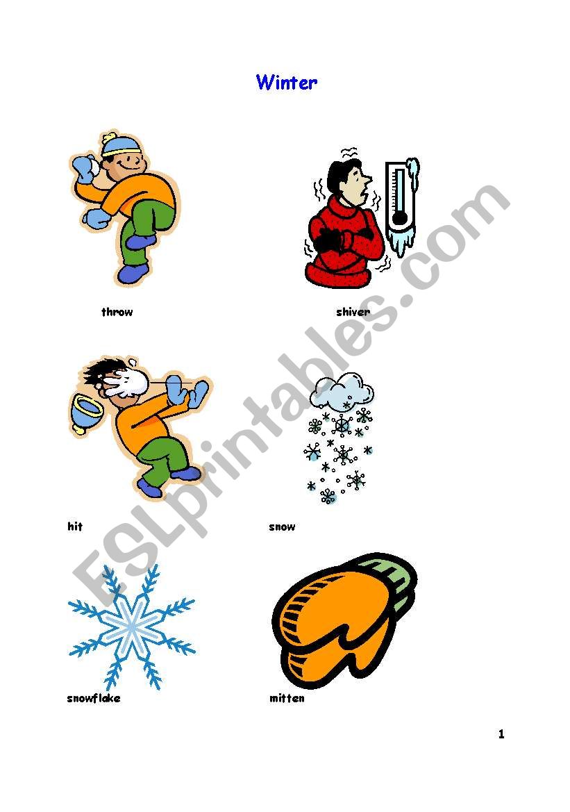 Winter  vocabulary 2 worksheet
