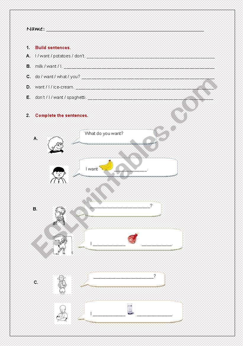 Asking for food worksheet
