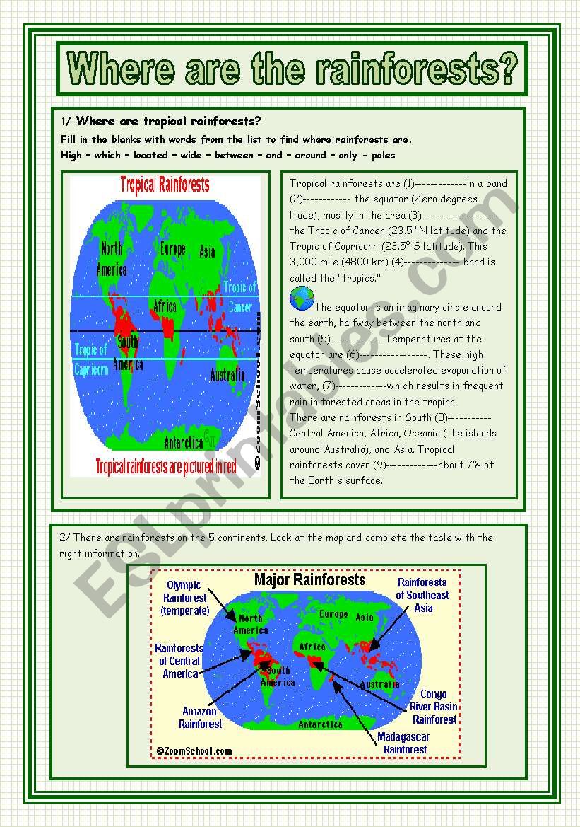 Where are the rainforests? (3 pages)