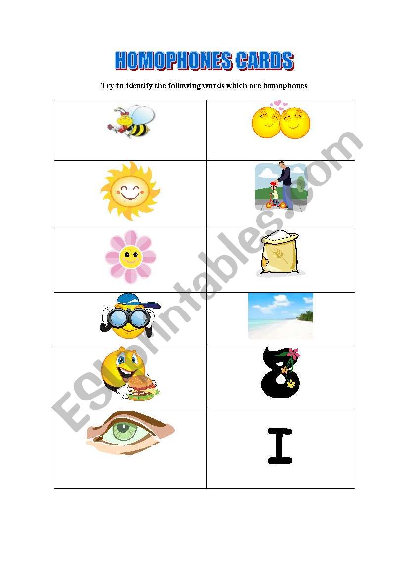homophones dicatation and cards