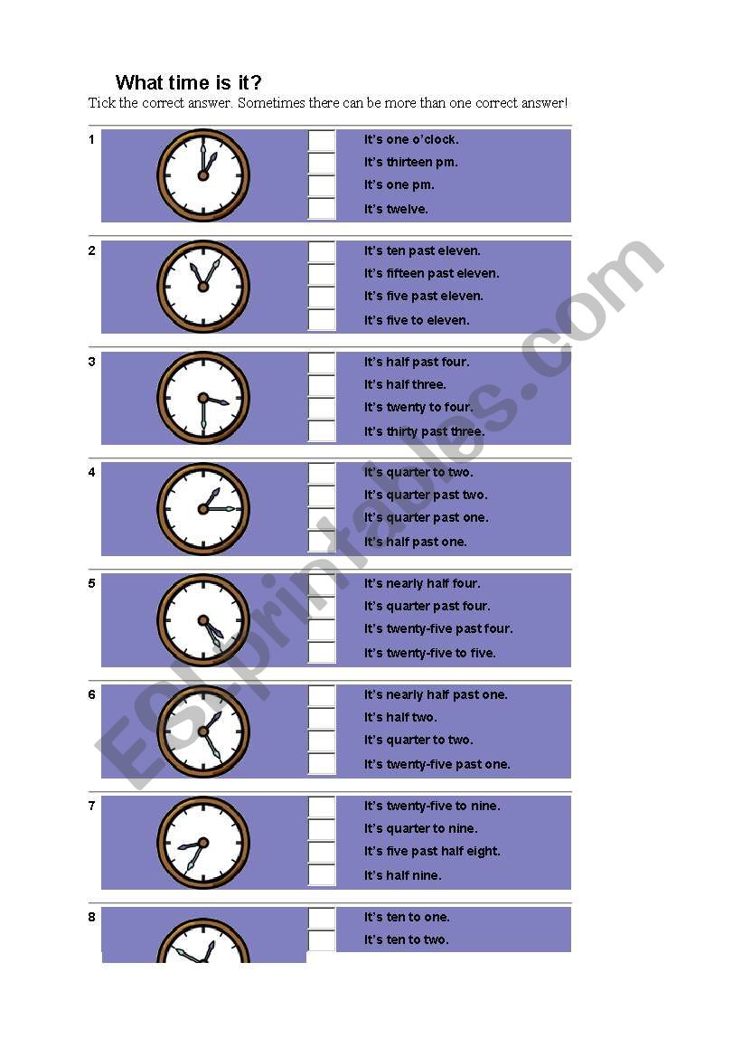 What time is it? worksheet