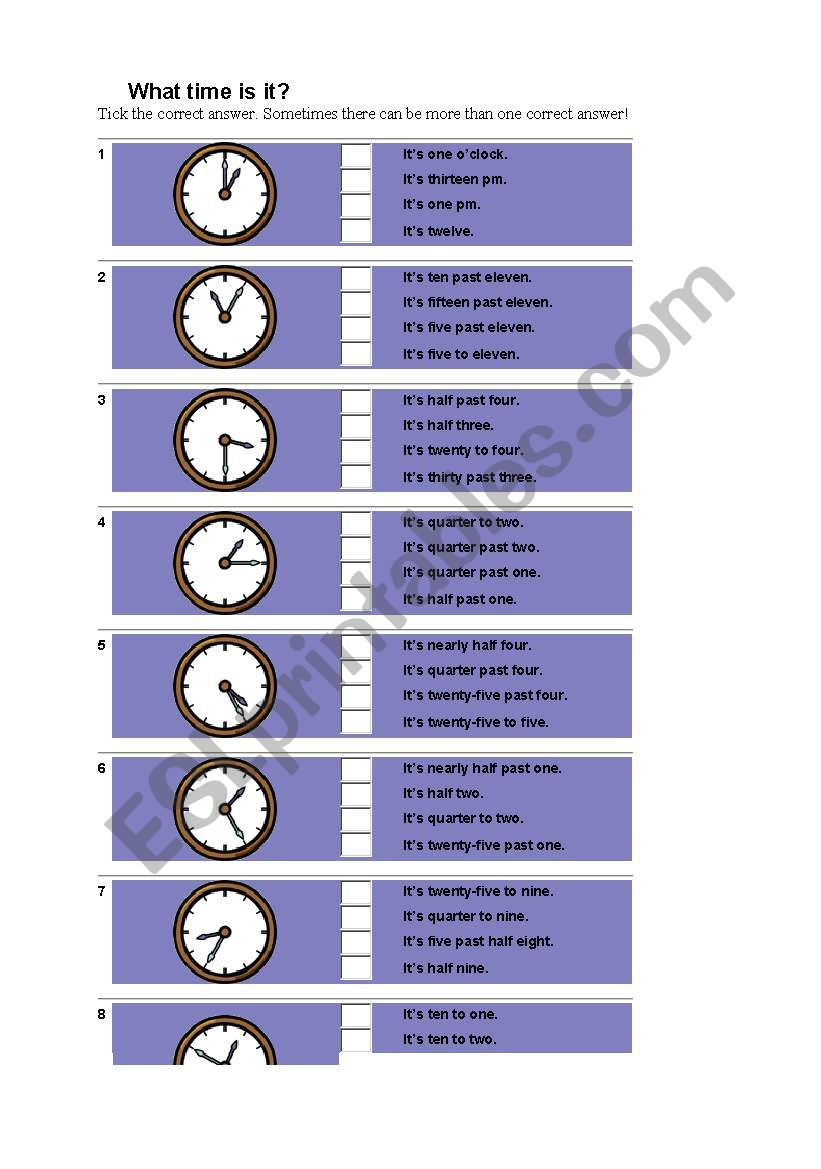 What time is it? worksheet