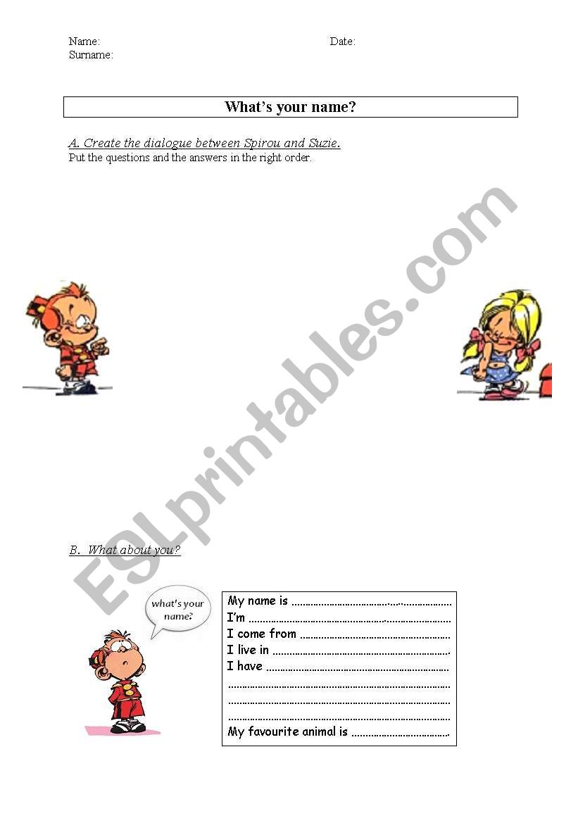 whats your name? worksheet