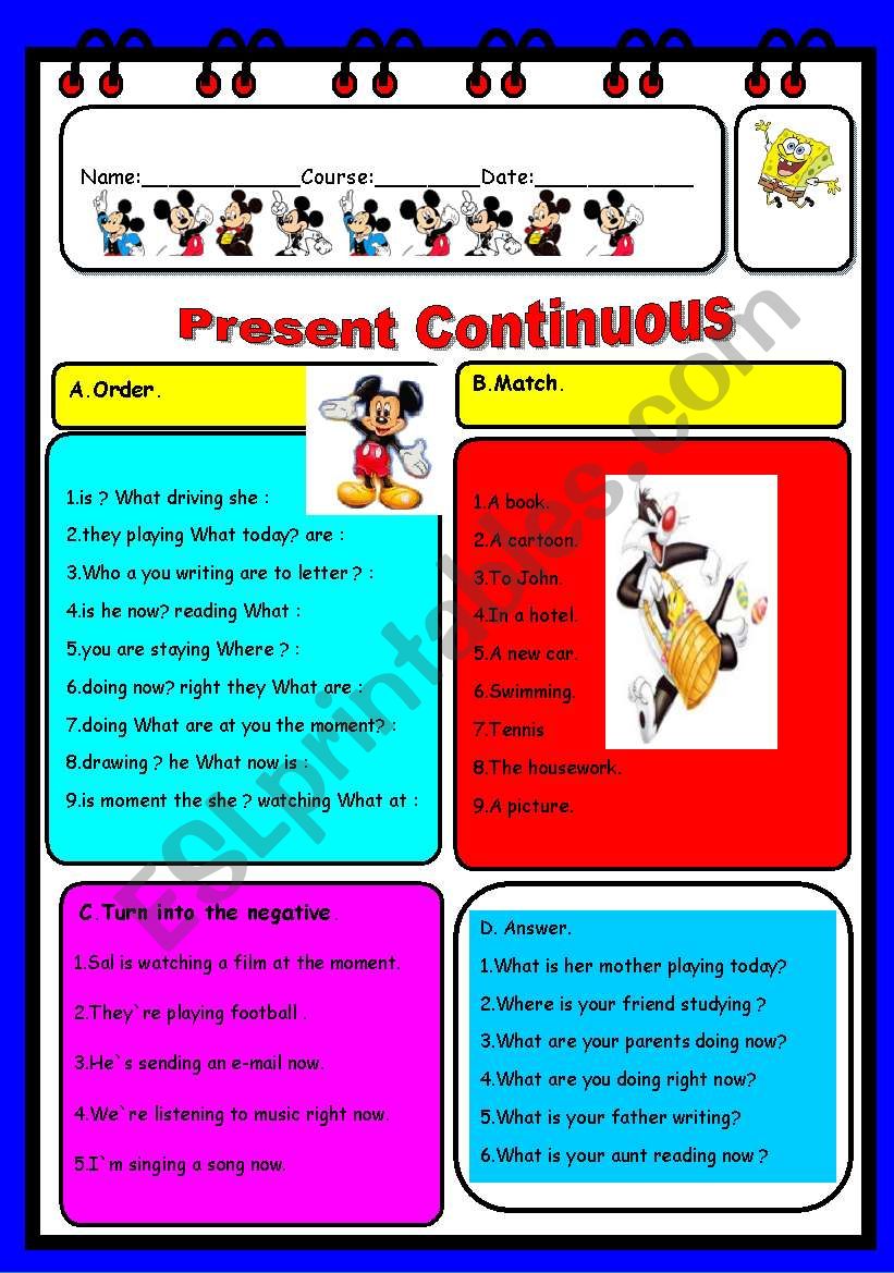 PRESENT CONTINUOUS worksheet