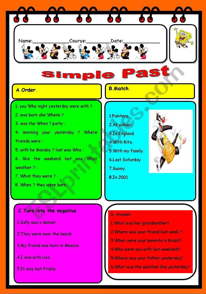 SIMPLE PAST VERB TO BE worksheet