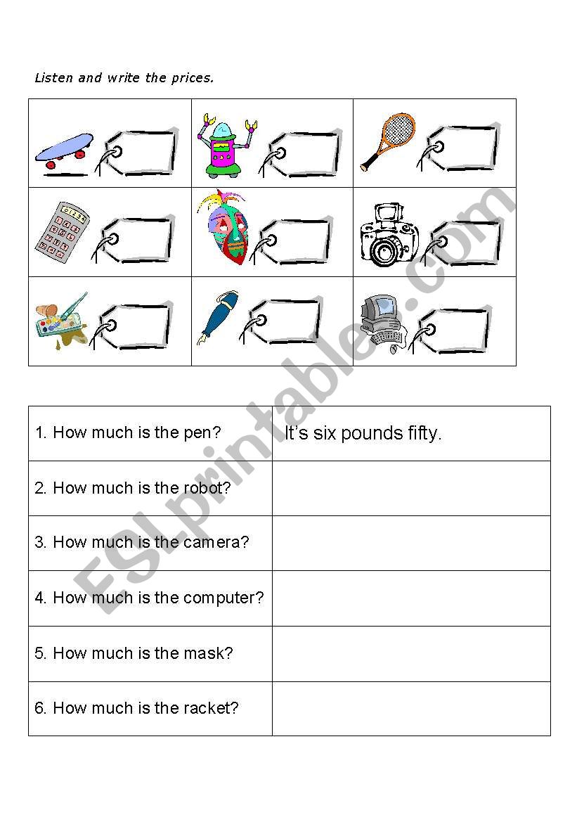 HOW MUCH IS THE ...? worksheet