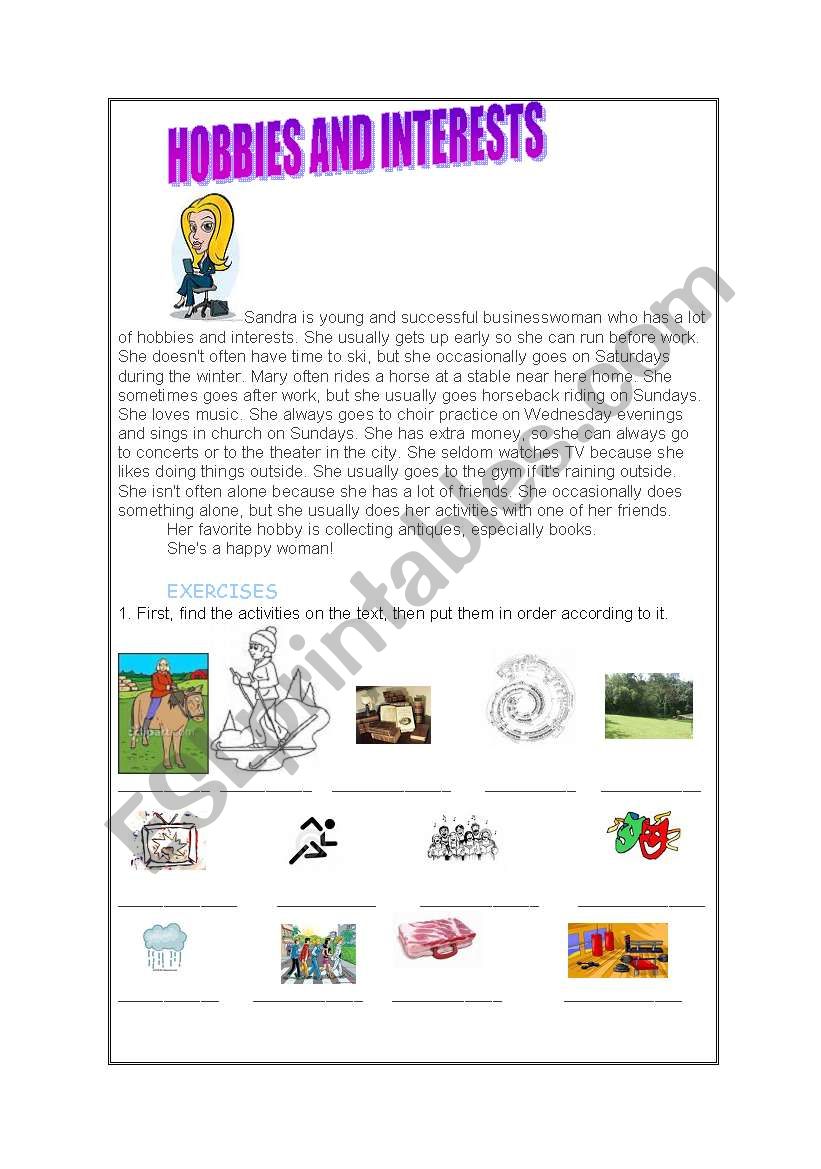 hobbies and interests worksheet