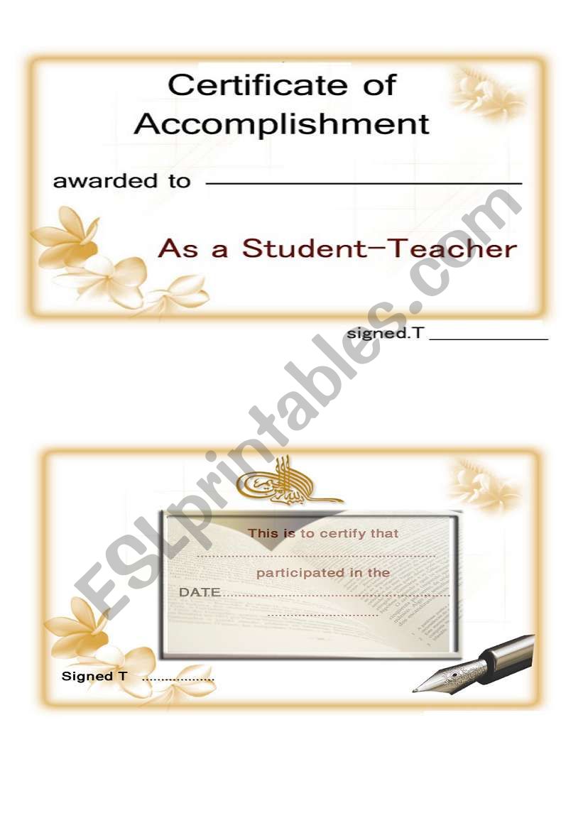 certificates worksheet