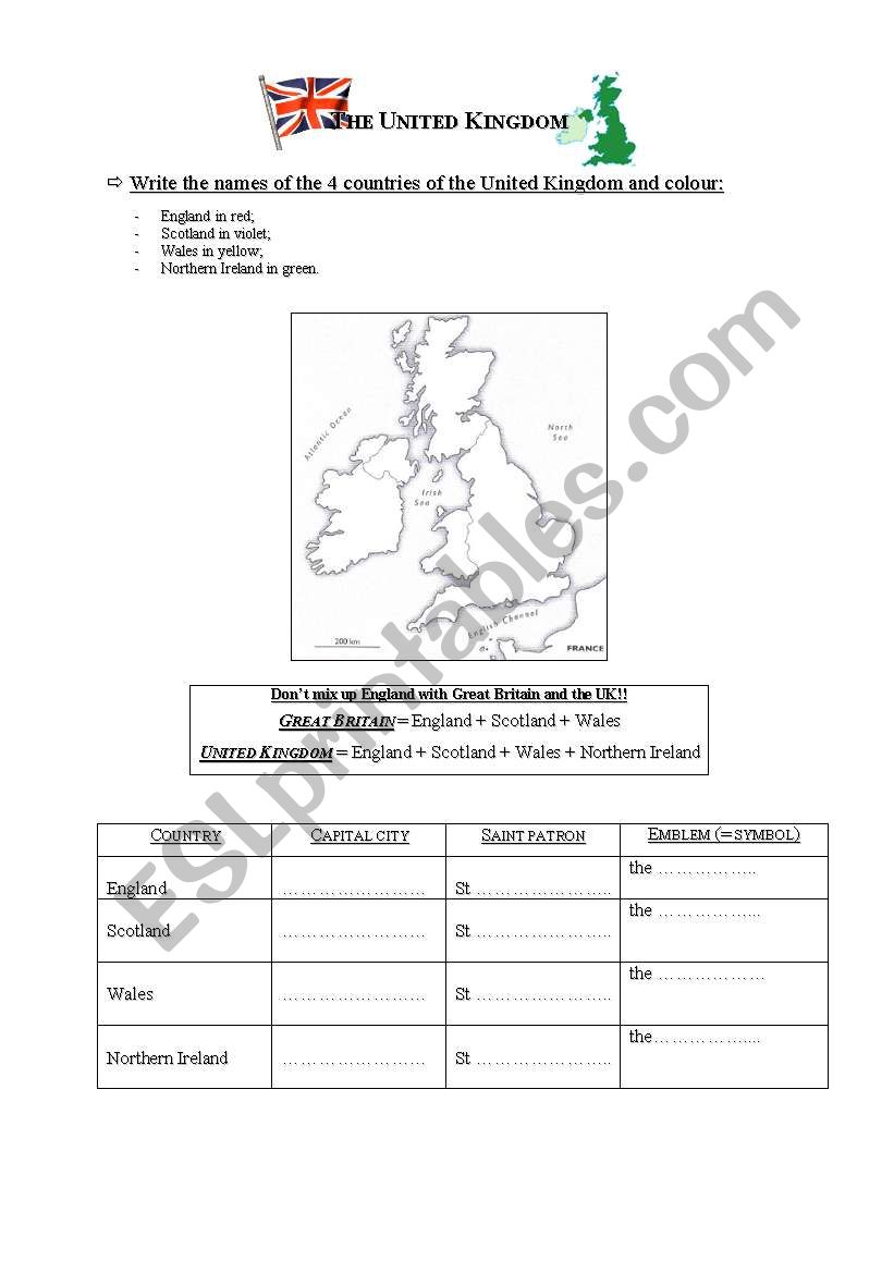 The United Kingdom: emblems, patrons saints, capital cities