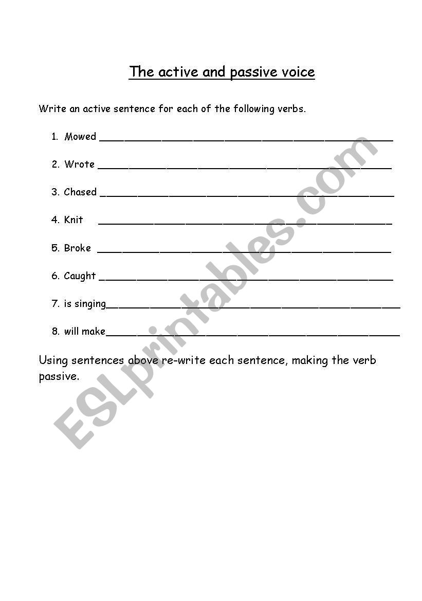 Active and Passive Voice worksheet