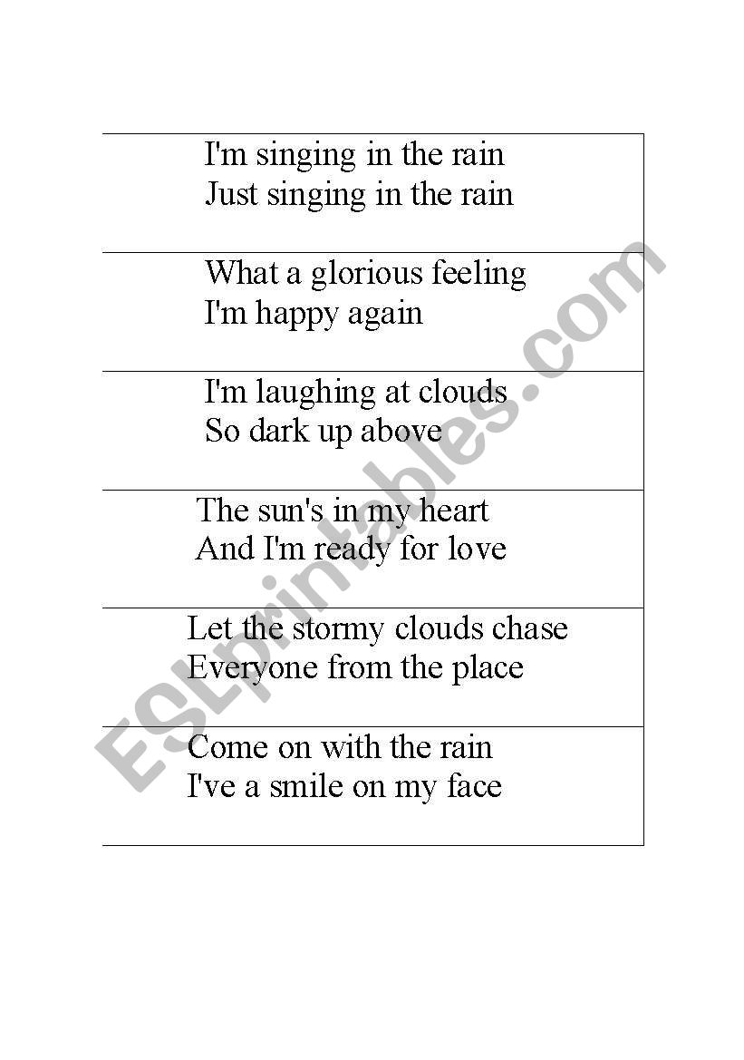 singing in the rain song strips