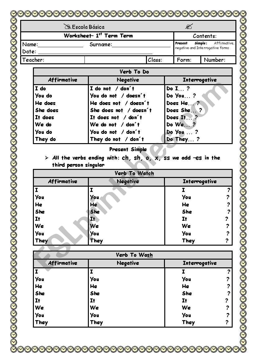 simple present rules worksheet