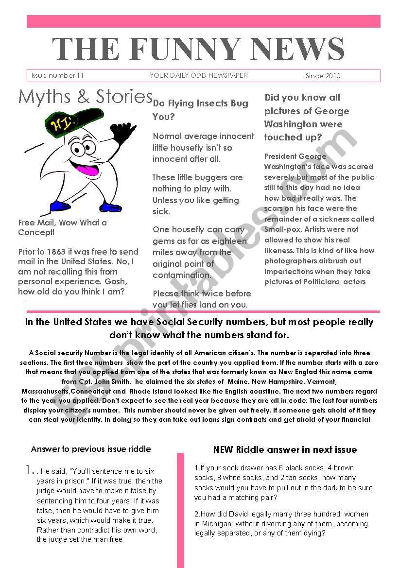 11 Funny News issue worksheet