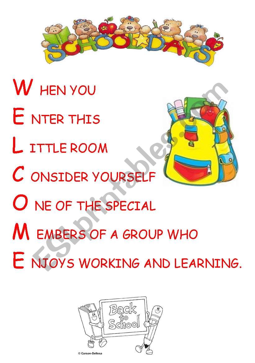 an excellent poster to print for the first day of school