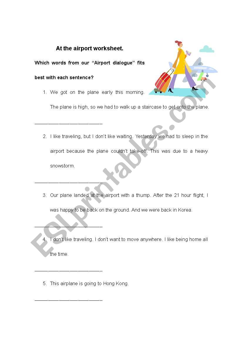 Airport Dialogue worksheet worksheet