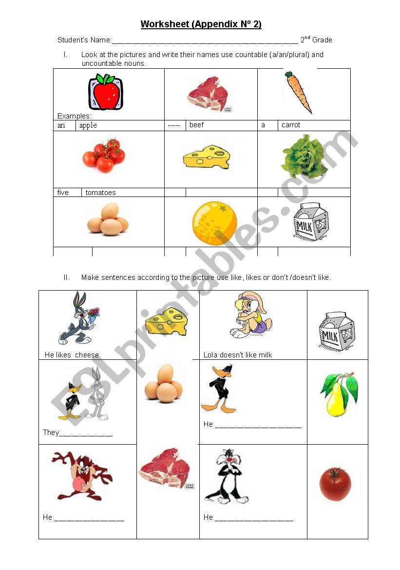 Countables and uncountables worksheet