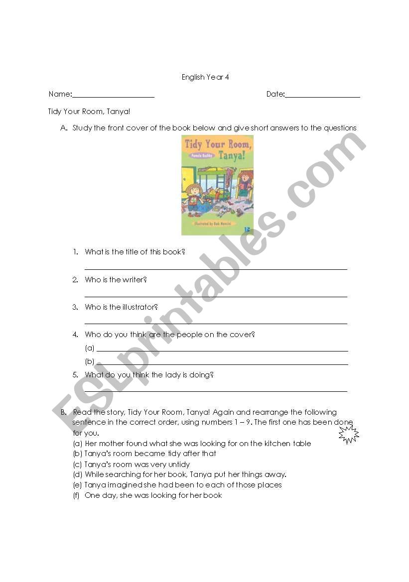 Tidy Your Room, Tanya! worksheet
