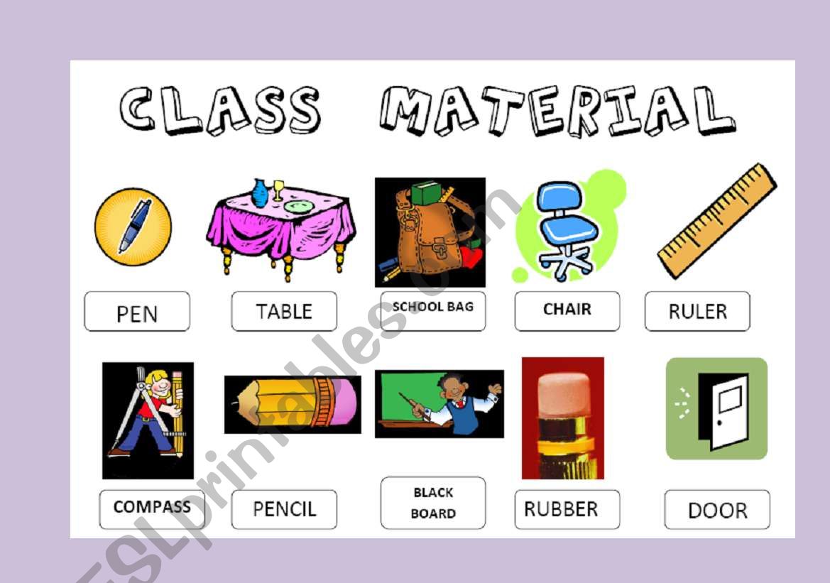 class material worksheet