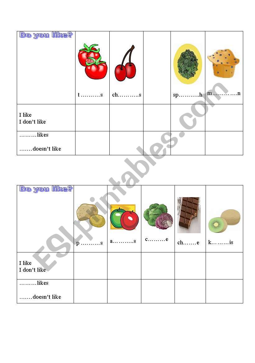 Do you like? worksheet