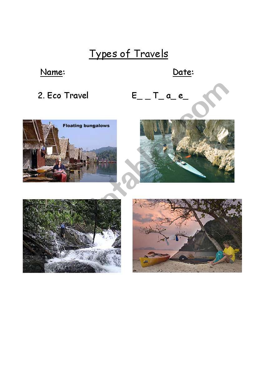 Worksheet-2 Types of Travel / Tourism