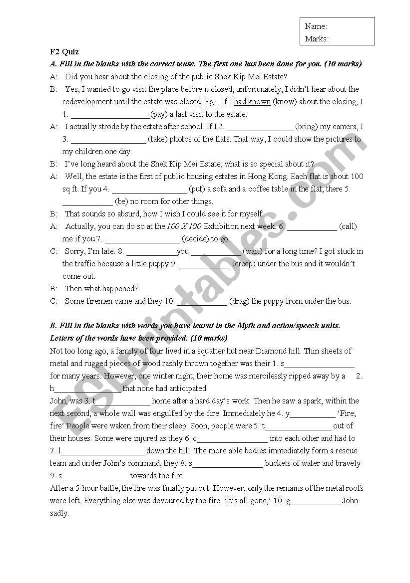 Conditionals worksheet