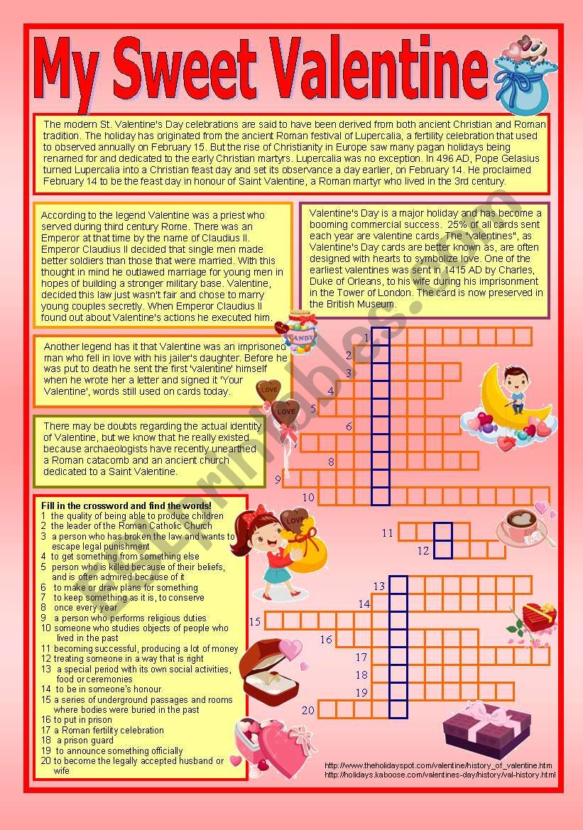 Valentines Day (Reading about its history + vocabulary)