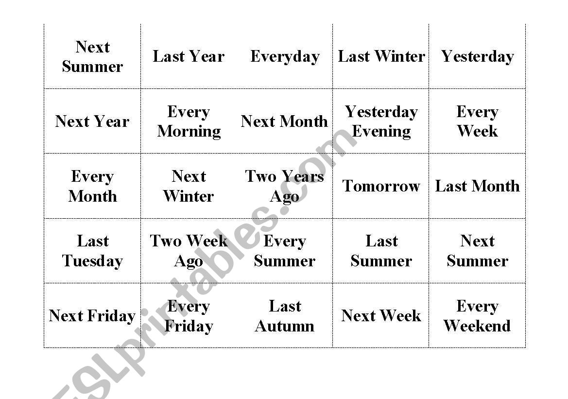 Past/Present/Future questions worksheet