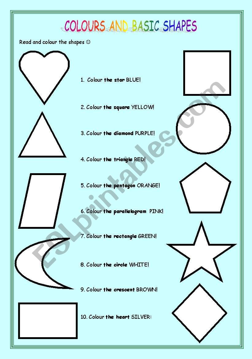 COLOURS AND BASIC SHAPES  worksheet