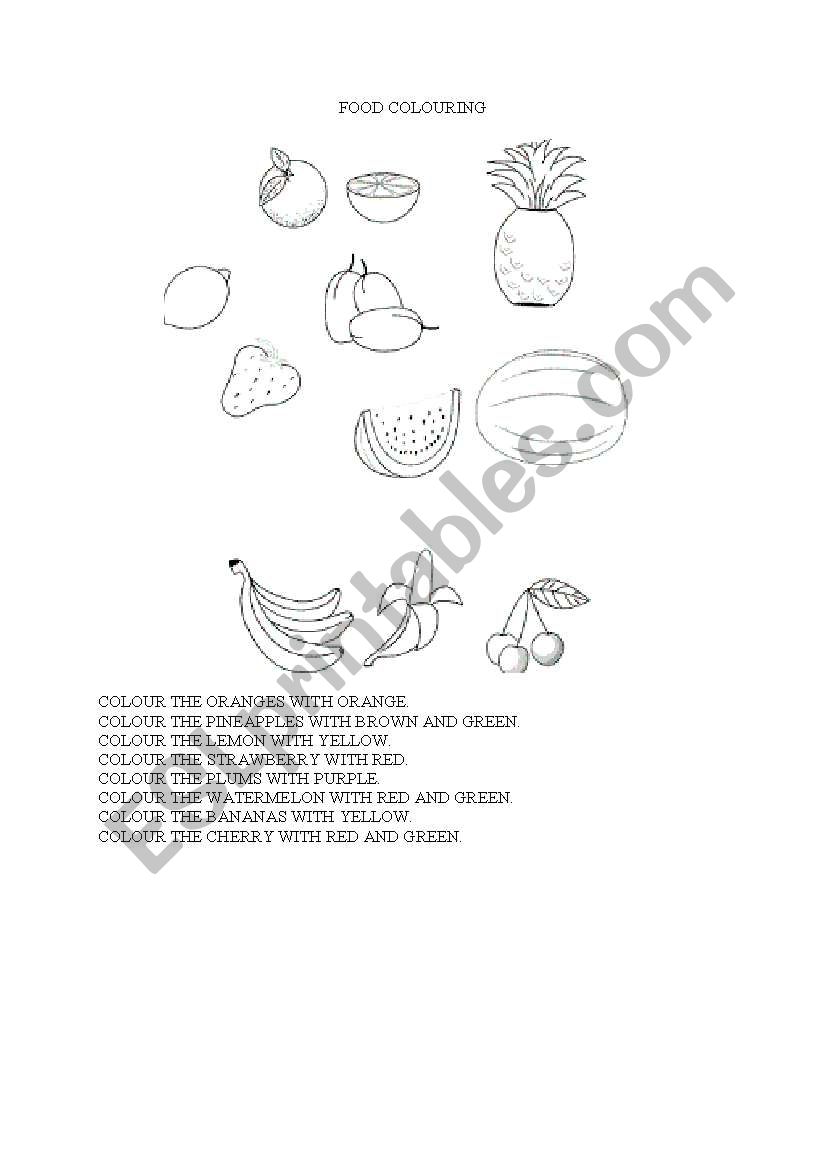 food colouring worksheet