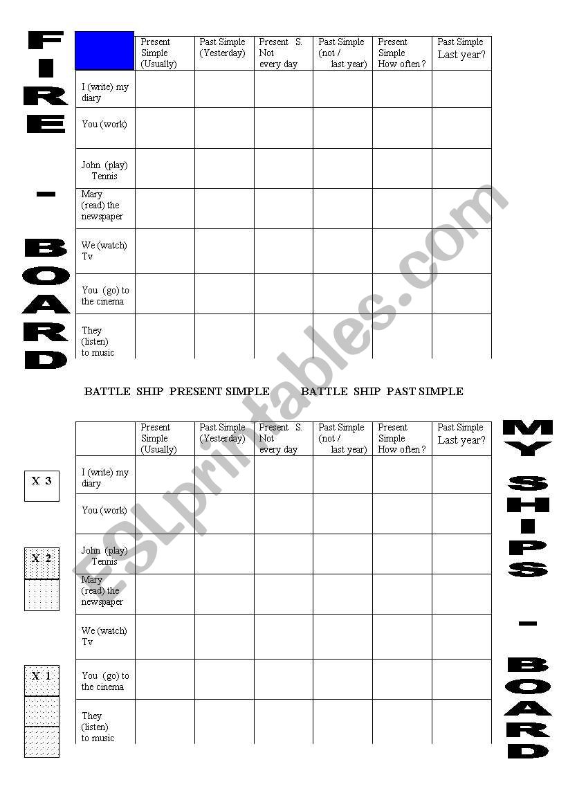 Battle Ship Game worksheet