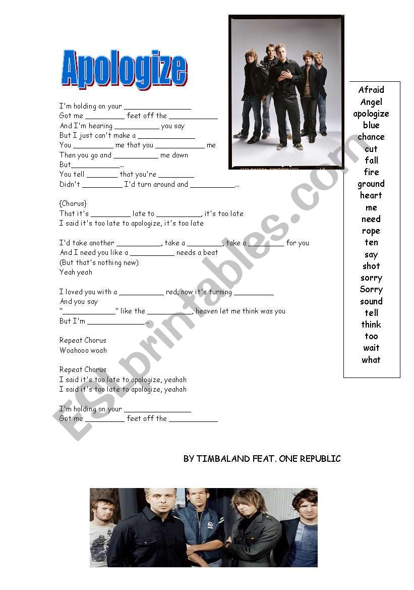 Apologize worksheet