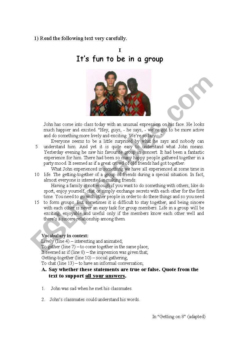 English test worksheet