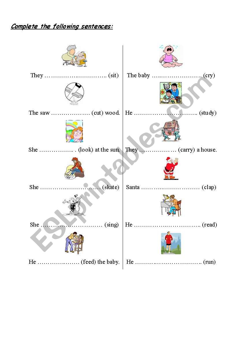 present continuous 10 worksheet