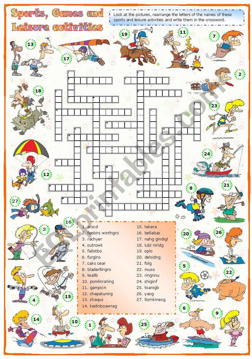 Sports, games and leisure activities: Crossword (2 of 3)