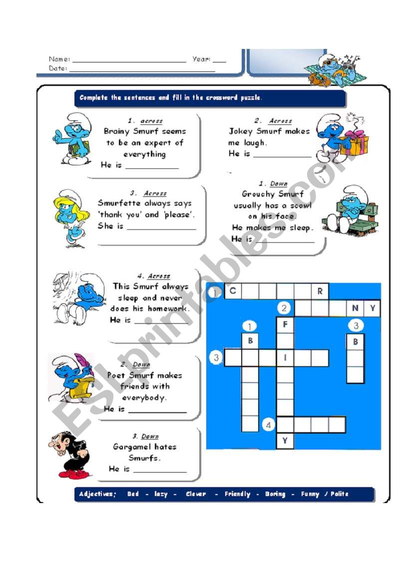 Adjectives worksheet