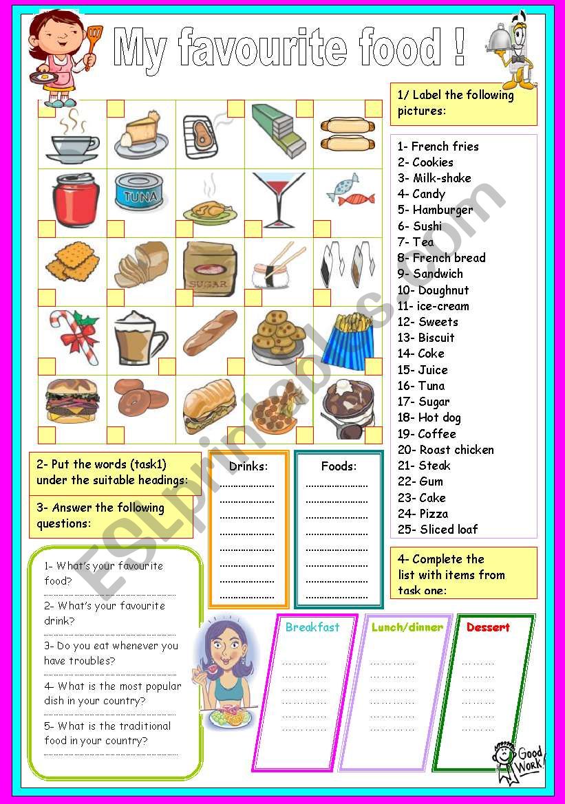 My Favourite Food Worksheet Kindergarten