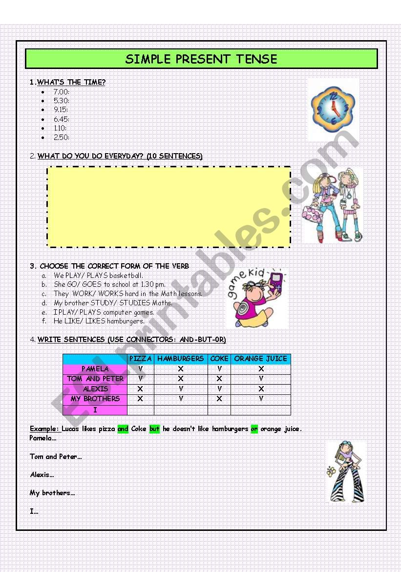 SIMPLE PRESENT TENSE worksheet