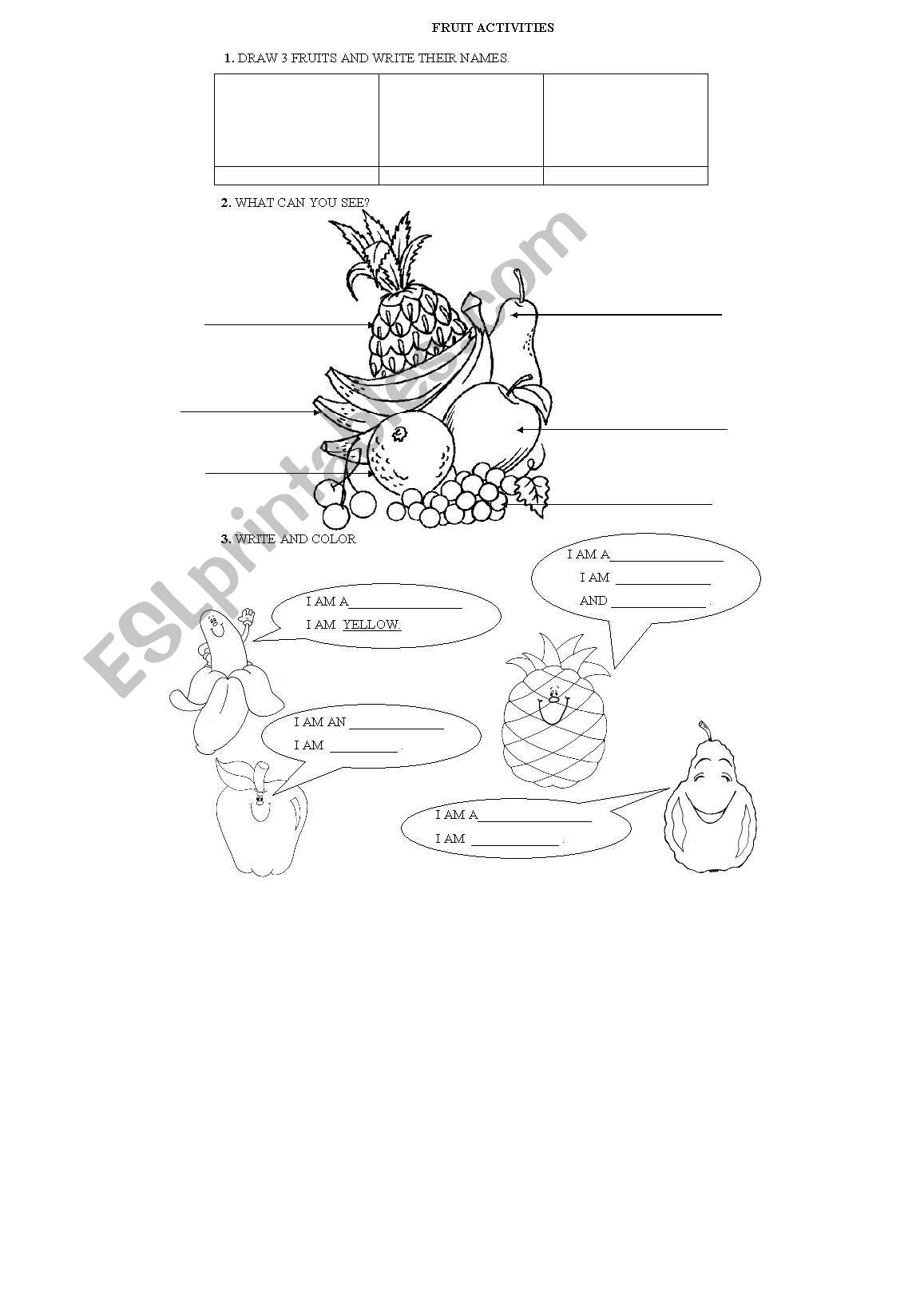 FRUIT ACTIVITIES  worksheet