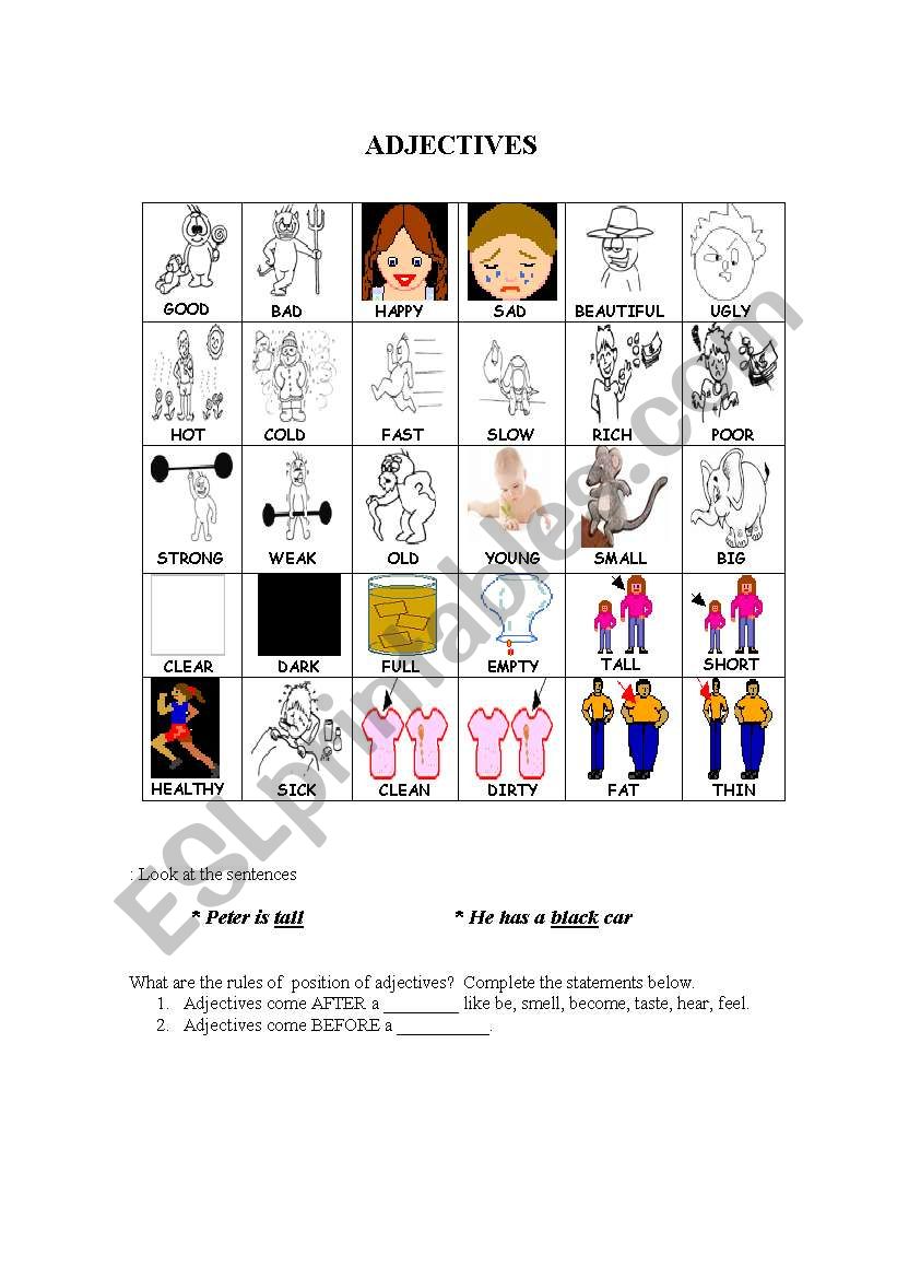 Adjectives worksheet