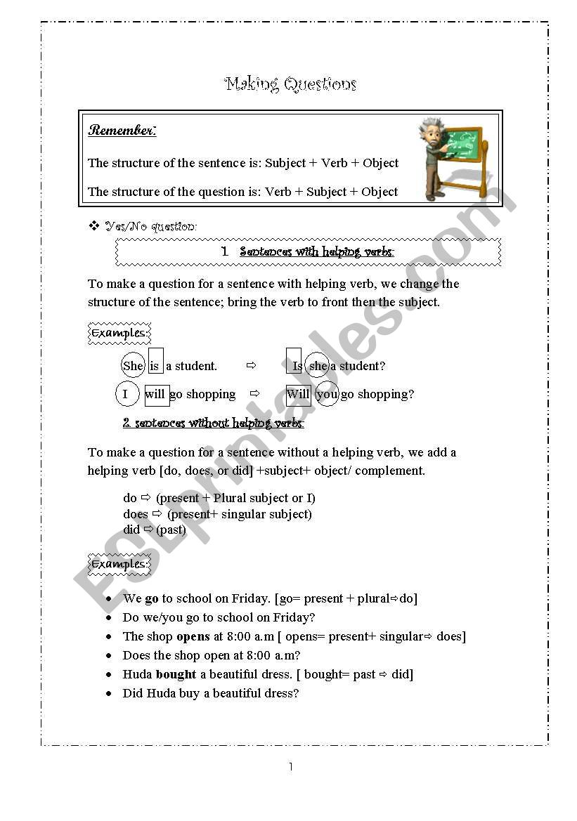 Making Questions Worksheet worksheet