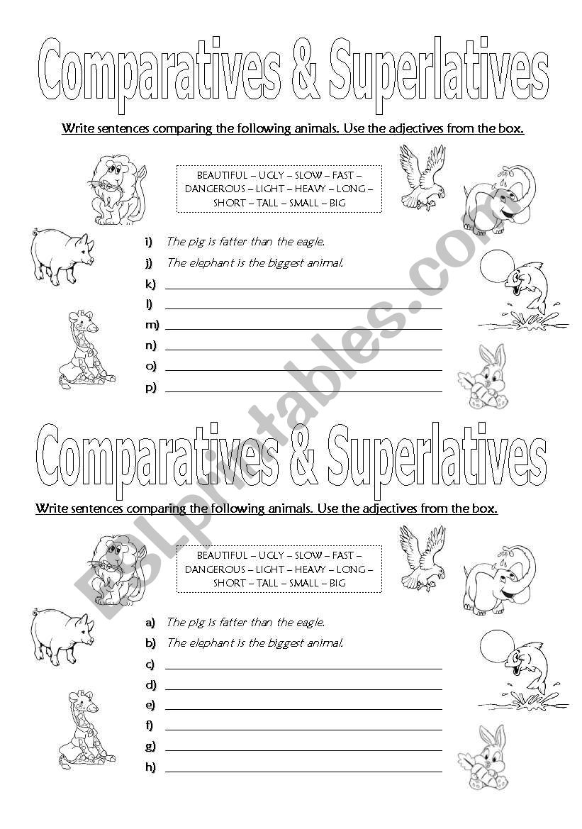 Comparatives and Superlatives worksheet