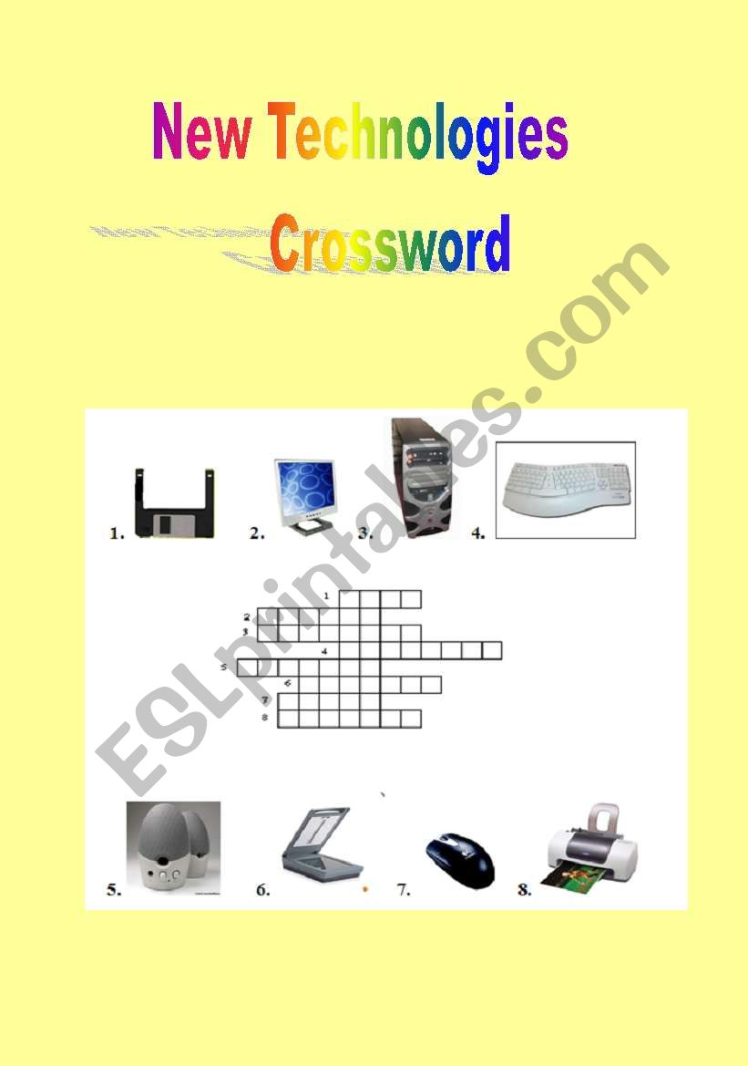 New Technologies Crossword worksheet