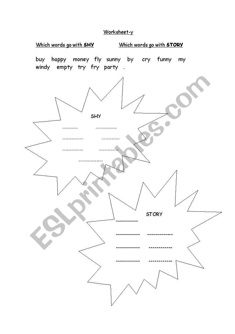 y sound phonics worksheet