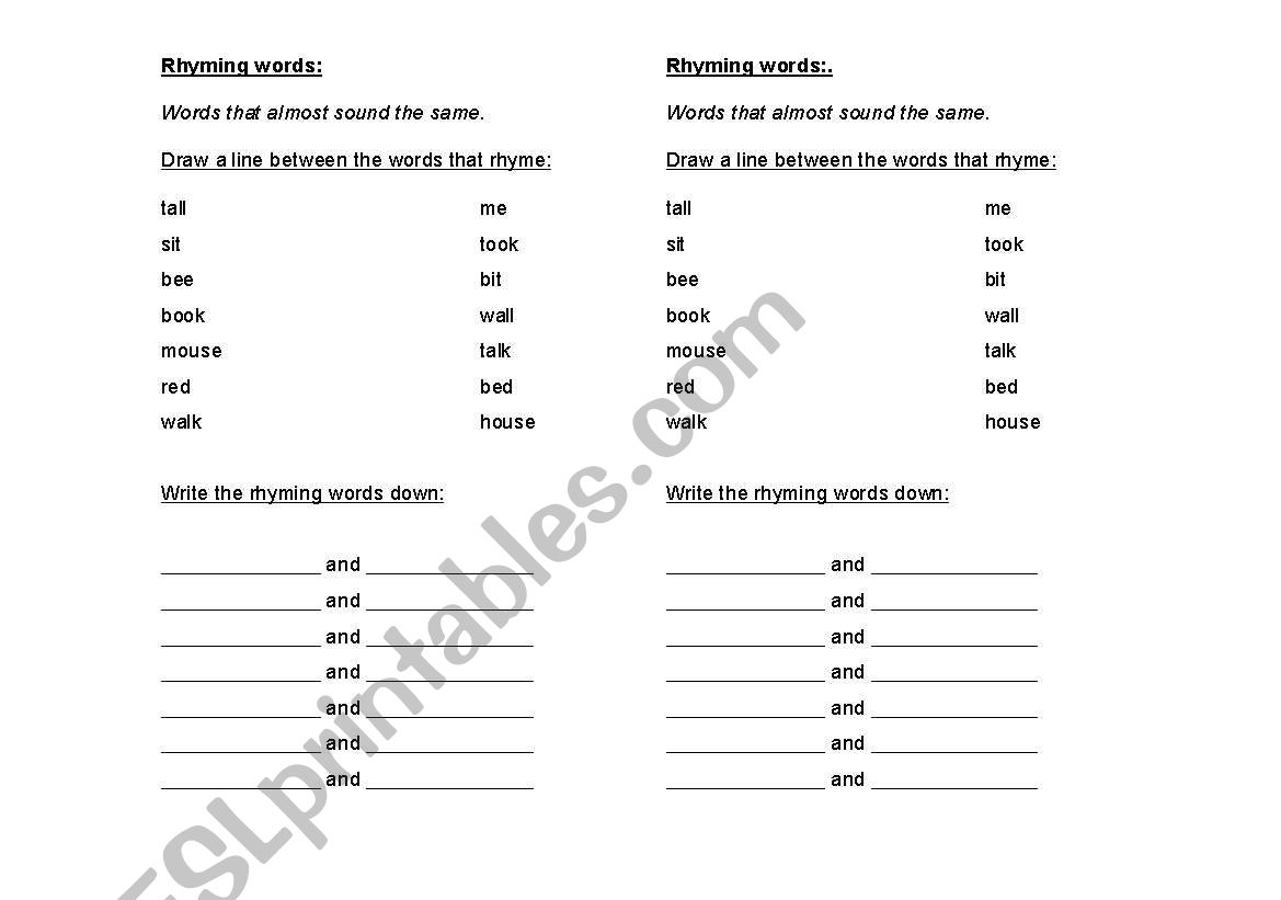 Rhyming Words worksheet