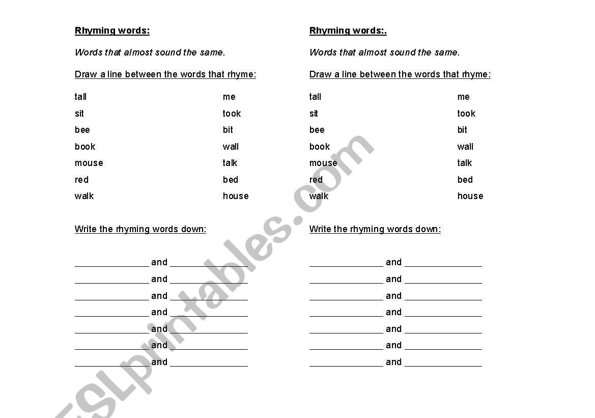 Rhyming Words worksheet