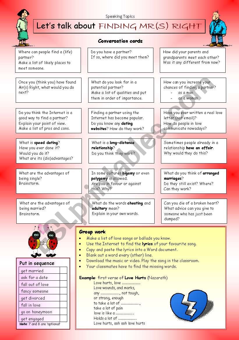 LetÂ´s talk about FINDING MR(S) RIGHT