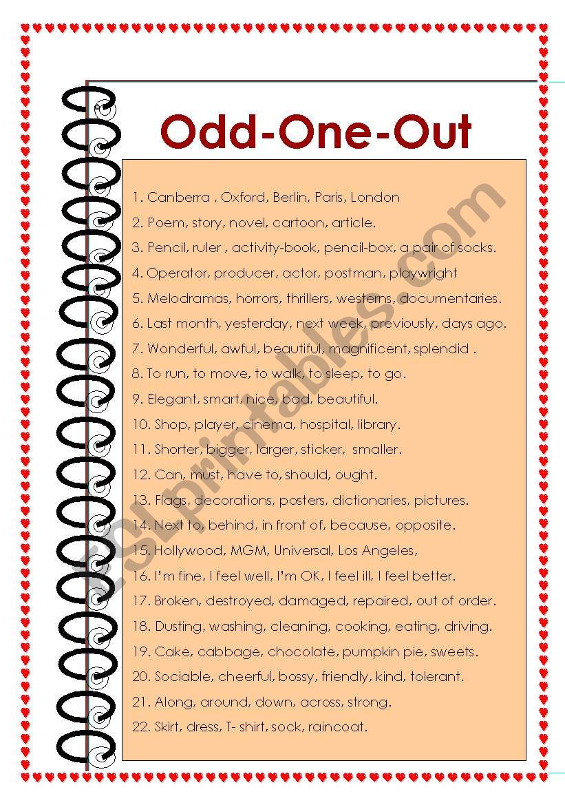 Odd-One-Out worksheet