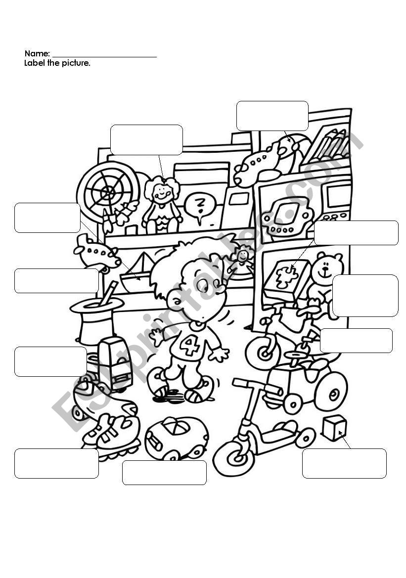 Label the Toys worksheet