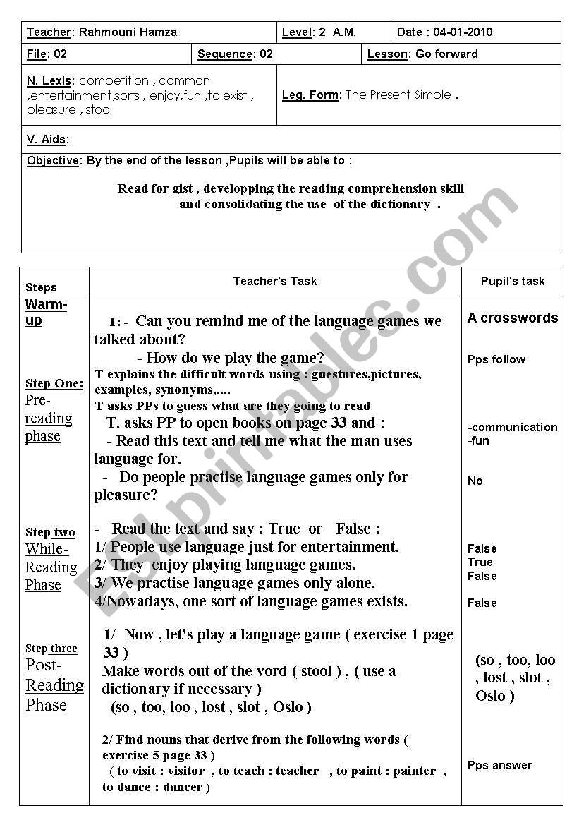 a magic reading lesson plan ESL worksheet by afaf86