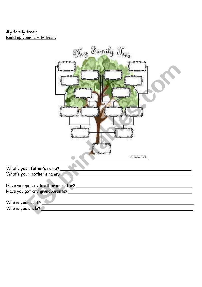 My family tree worksheet